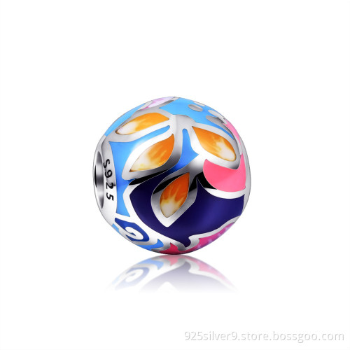 Fashion 925 Sterling Silver Charms Enamel Beads For Bracelets